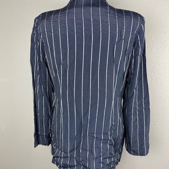 Vintage Expo Womens Striped Suit Jacket with Zip Pockets Size M - Picture 6 of 7